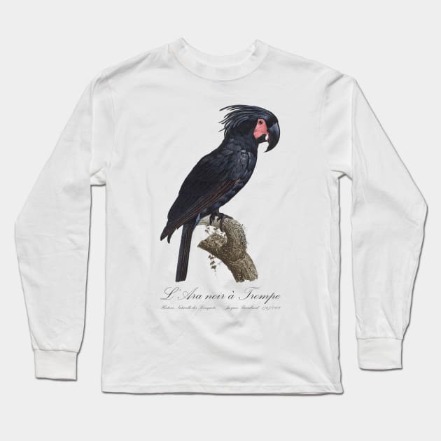 Palm Cockatoo Parrot / L' Ara Noir a Trompe - Jacques Barraband 19th century Illustration Long Sleeve T-Shirt by SPJE Illustration Photography